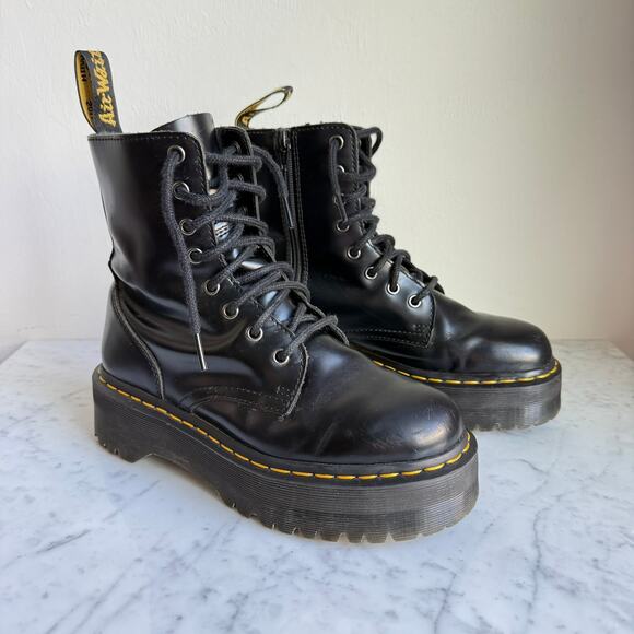 Dr. Martens Jadon Black Leather Platform Combat Boots – Women’s 8 - Picture 2 of 10
